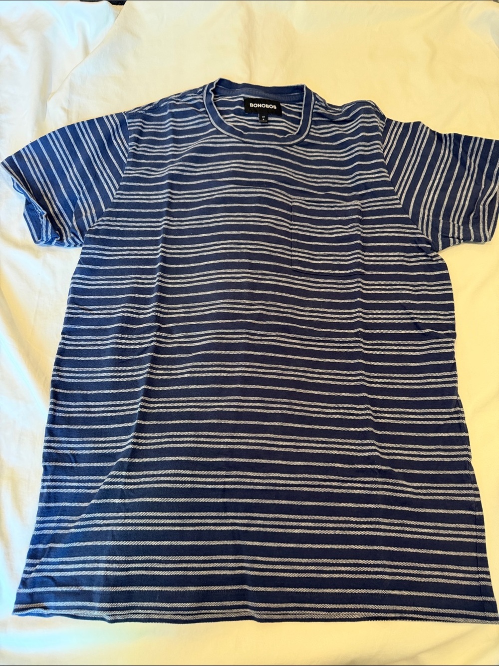 Bonobos Blue and White Striped Short Sleeve Crew Tee